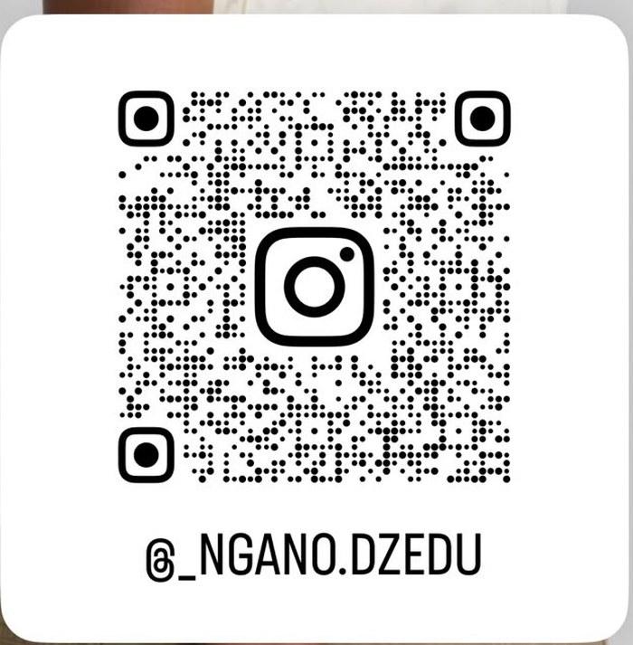 QR code linking to the Ngano Dzedu Instagram profile, @_ngano.dzedu