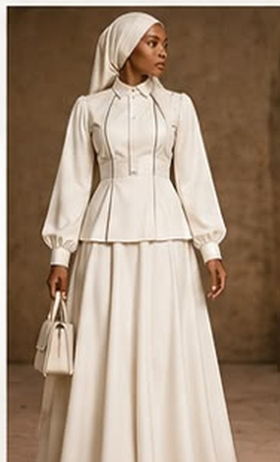 A Ngano Dzedu modest set in cream white